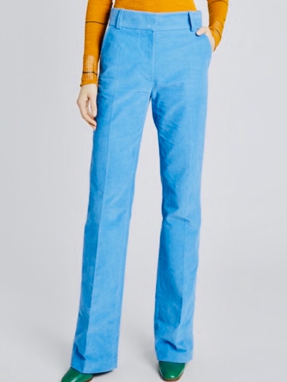 VICTORIA BECKHAM Sky Blue Corduroy Cotton PantsUS 2